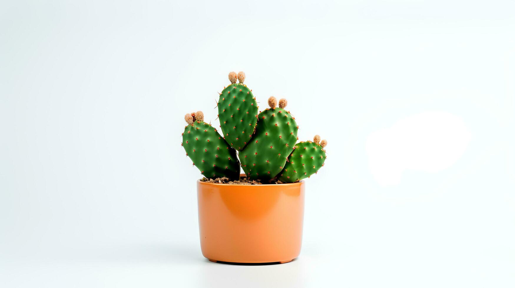 foto van cactus in minimalistische pot net zo kamerplant voor huis decoratie geïsoleerd Aan wit achtergrond. generatief ai