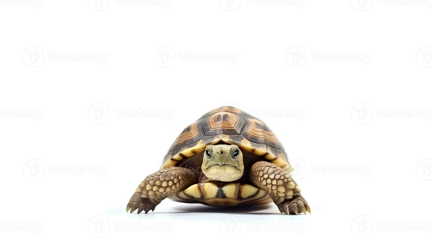 foto van een schildpad Aan wit achtergrond. generatief ai