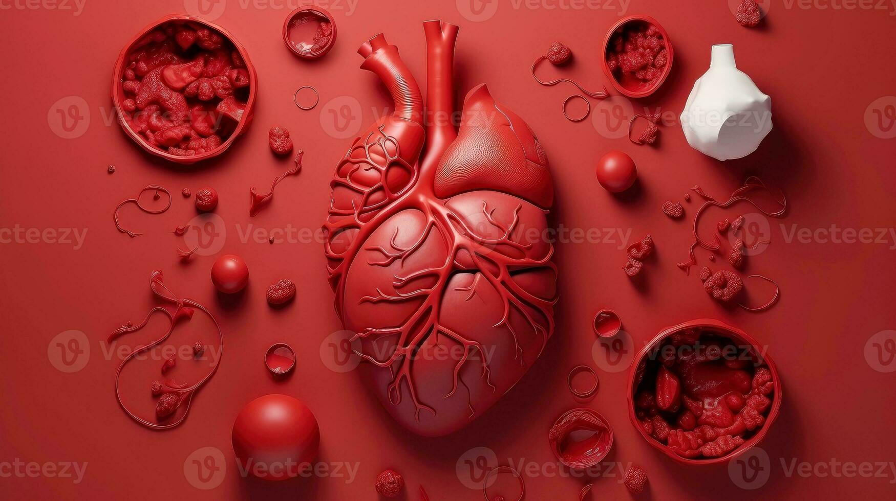 3d illustratie van de menselijk orgaan systemen, menselijk intern organen. anatomie. zenuwachtig, bloedsomloop, spijsvertering, uitscheidingsmechanisme, urinair, en bot systemen. medisch onderwijs concept, generatief ai illustratie foto