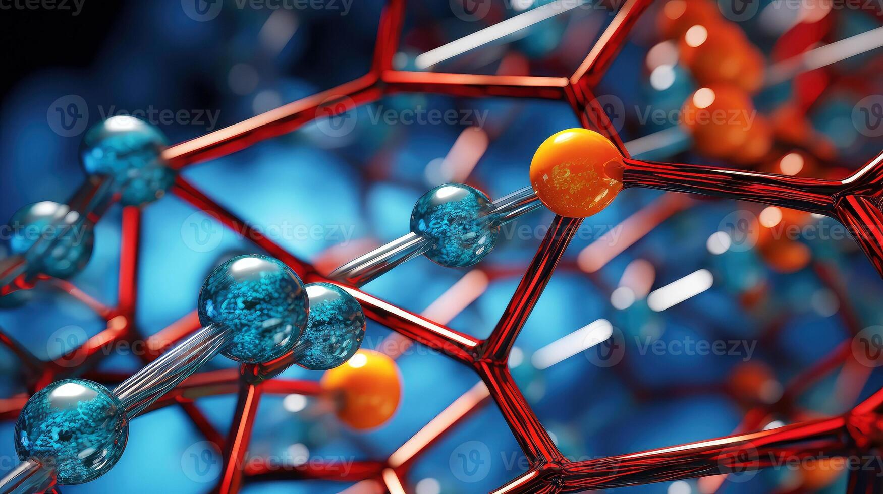 medisch studies van moleculair structuren. wetenschap in de onderhoud van menselijk. technologieën van de toekomst in onze leven. molecuul van geneeskunde model, generatief ai illustratie foto