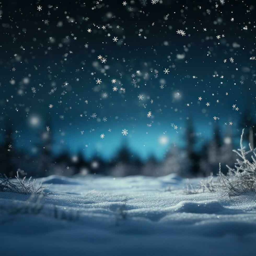 blauwe kerstachtergrond met sneeuwvlokken foto