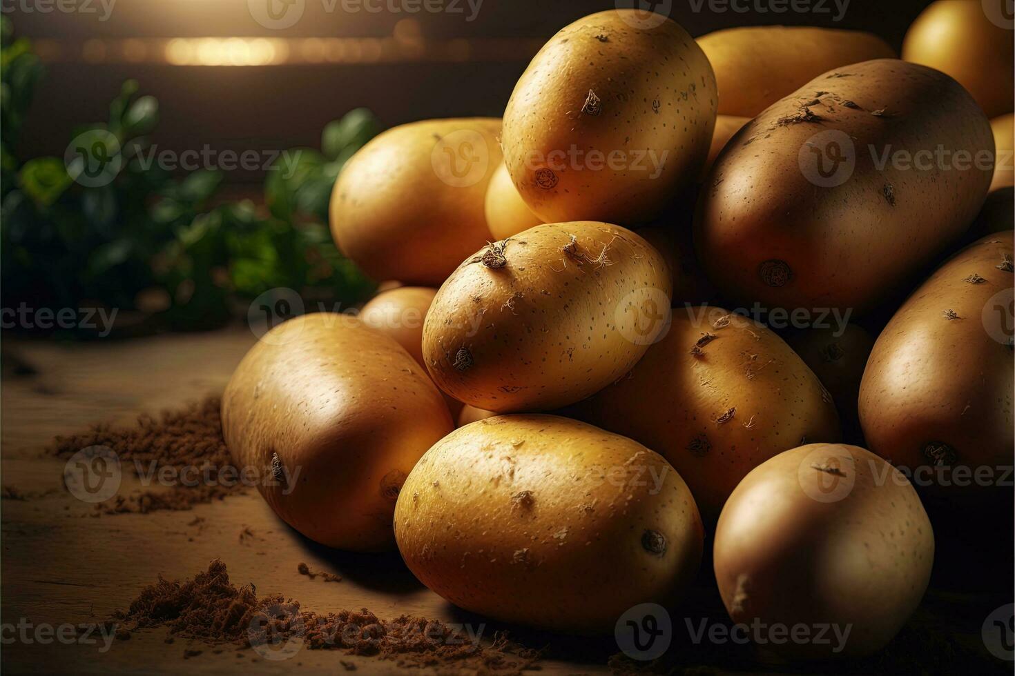 generatief ai, dichtbij omhoog vers biologisch geheel aardappel achtergrond. boeren markt groente foto