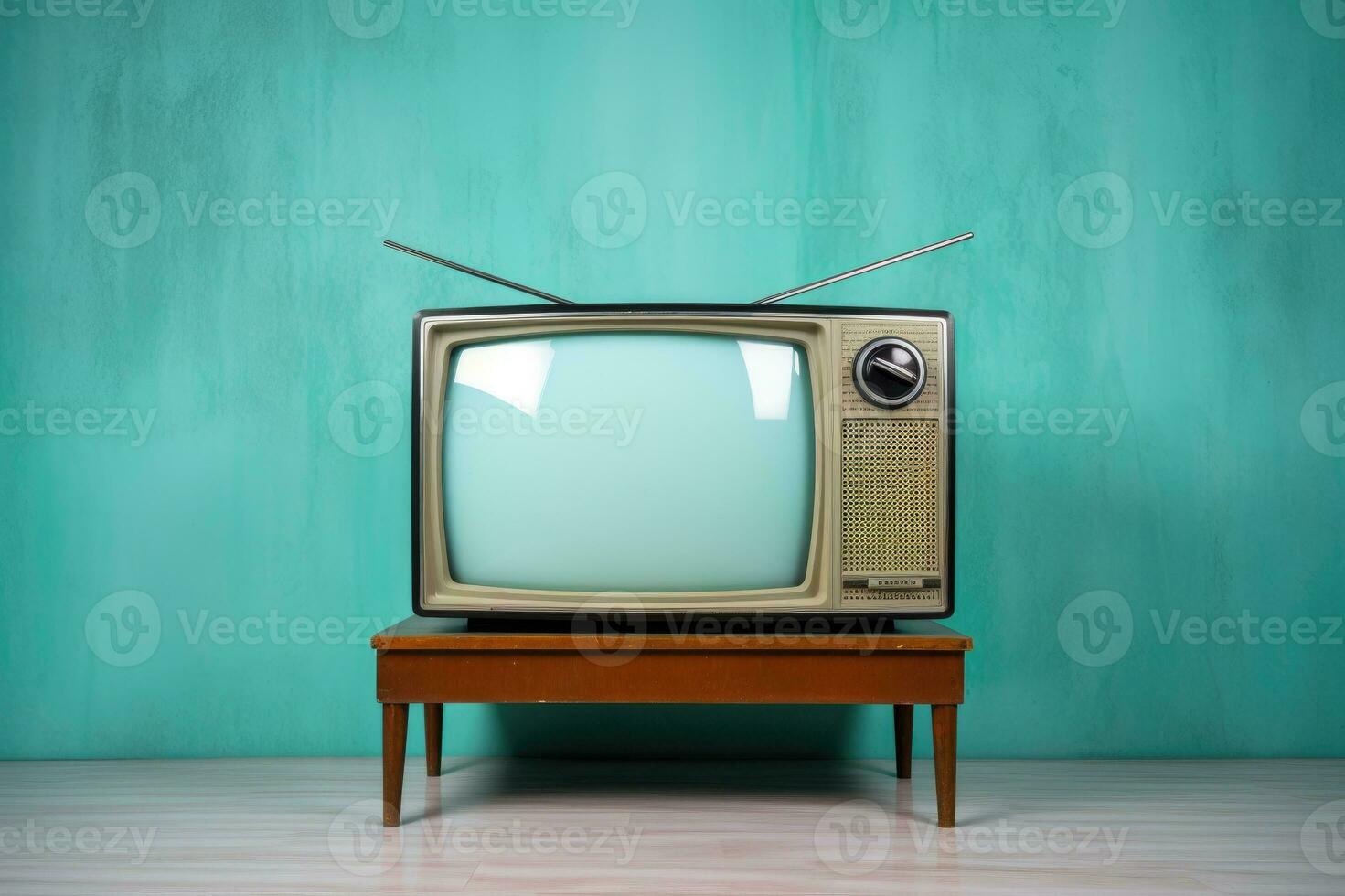 wijnoogst TV tegen de muur. retro stijl. generatief ai foto