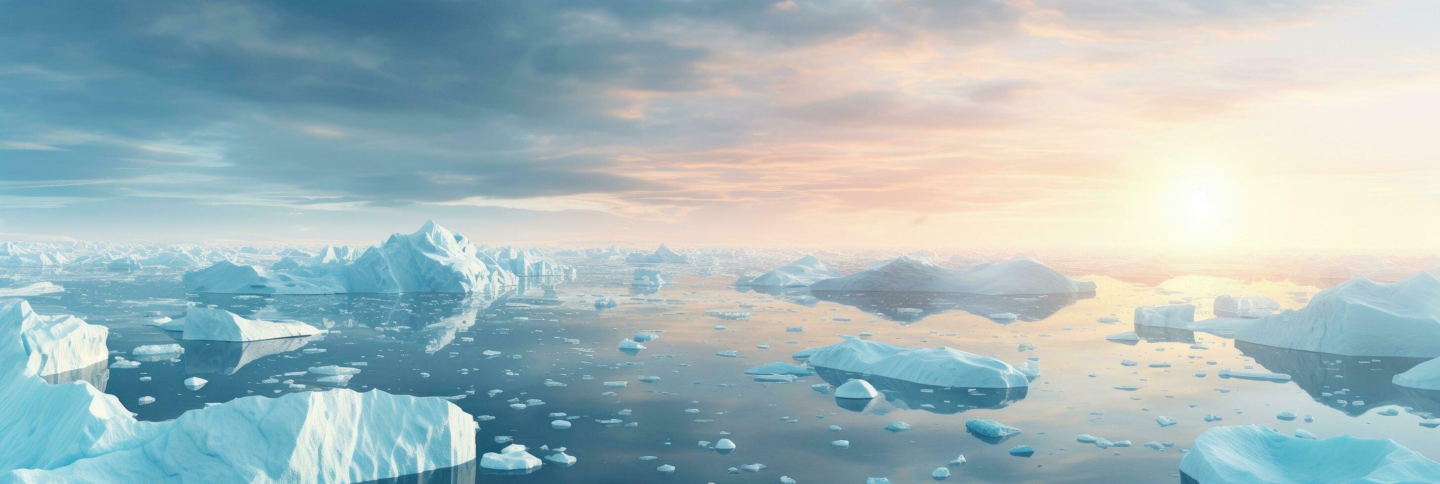 ijs lakens smelten in de arctisch oceaan of wateren. globaal opwarming en klimaat Wijzigen. foto