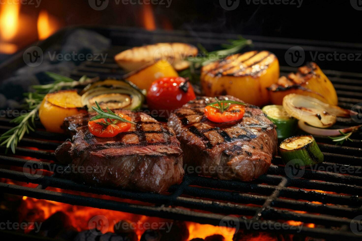 gegrild vlees steak met groenten. foto