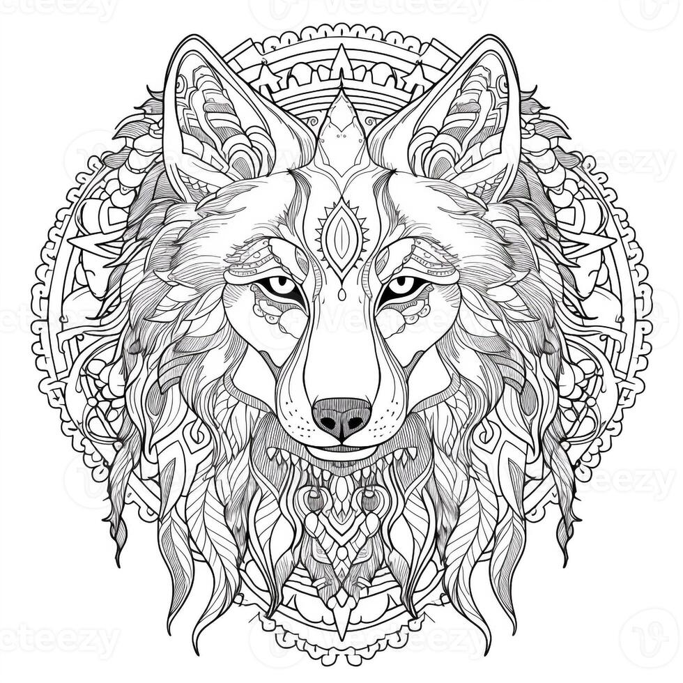 mandala wolf kleur Pagina's foto