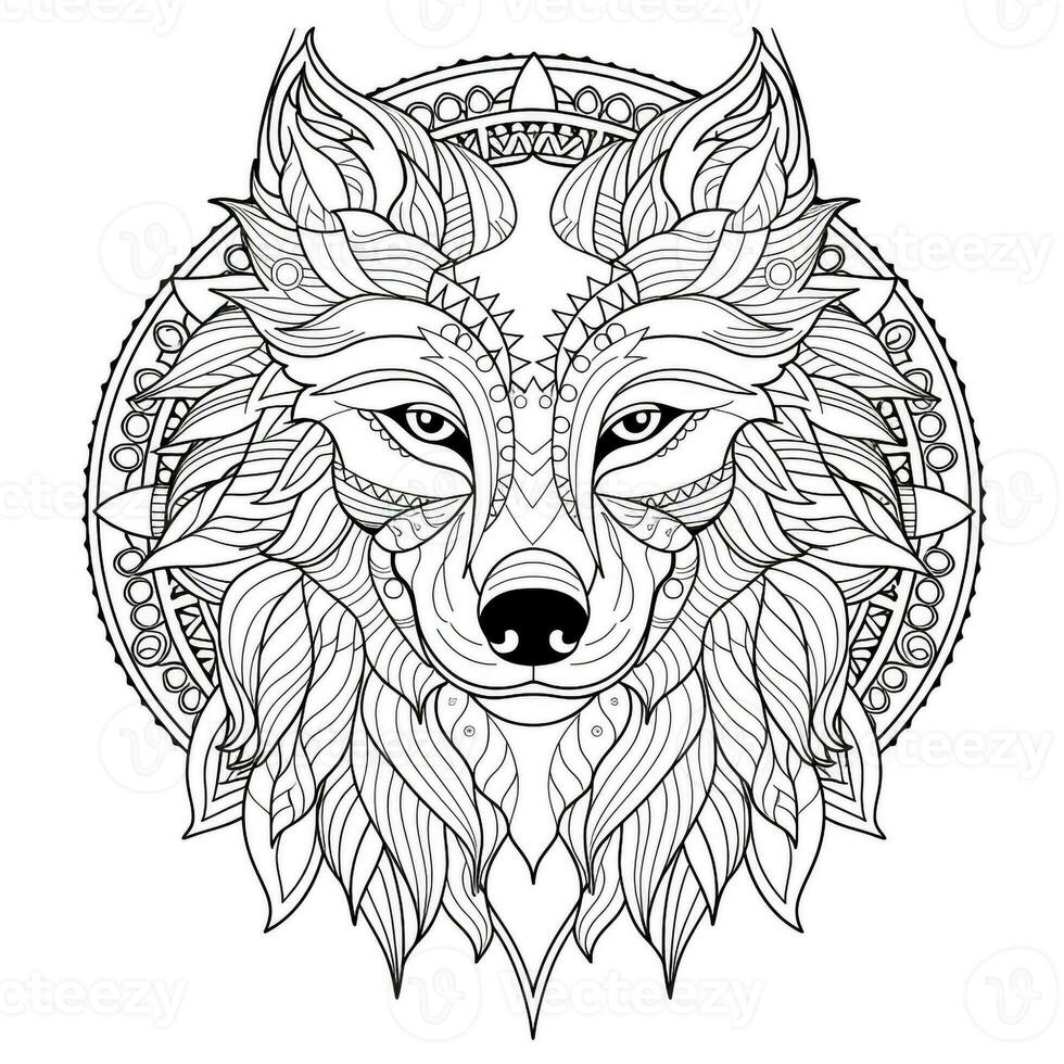 mandala wolf kleur Pagina's foto