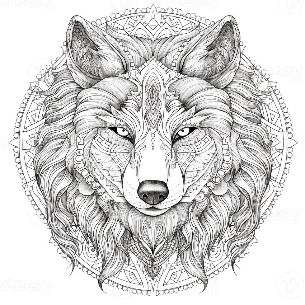 mandala wolf kleur Pagina's foto