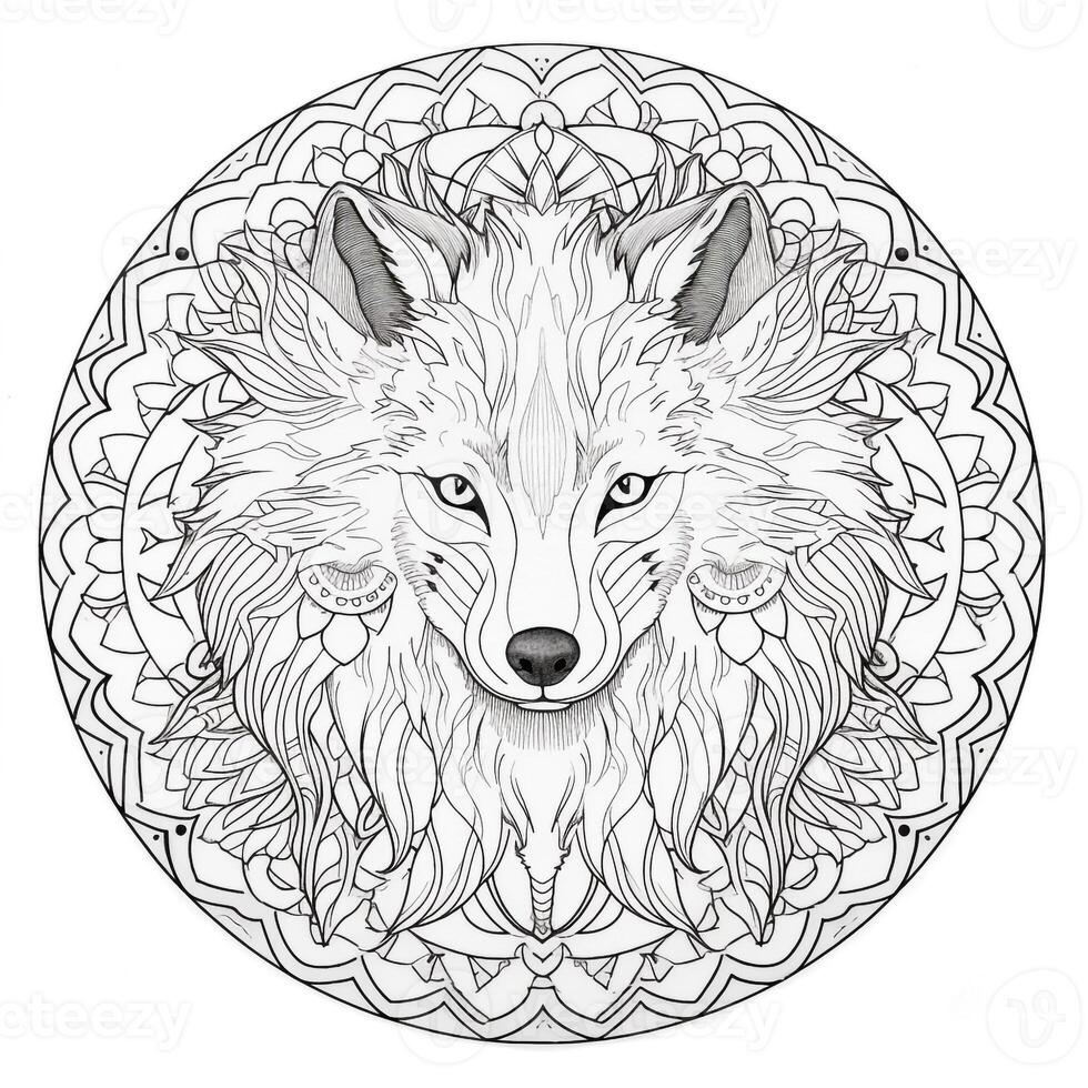 mandala wolf kleur Pagina's foto