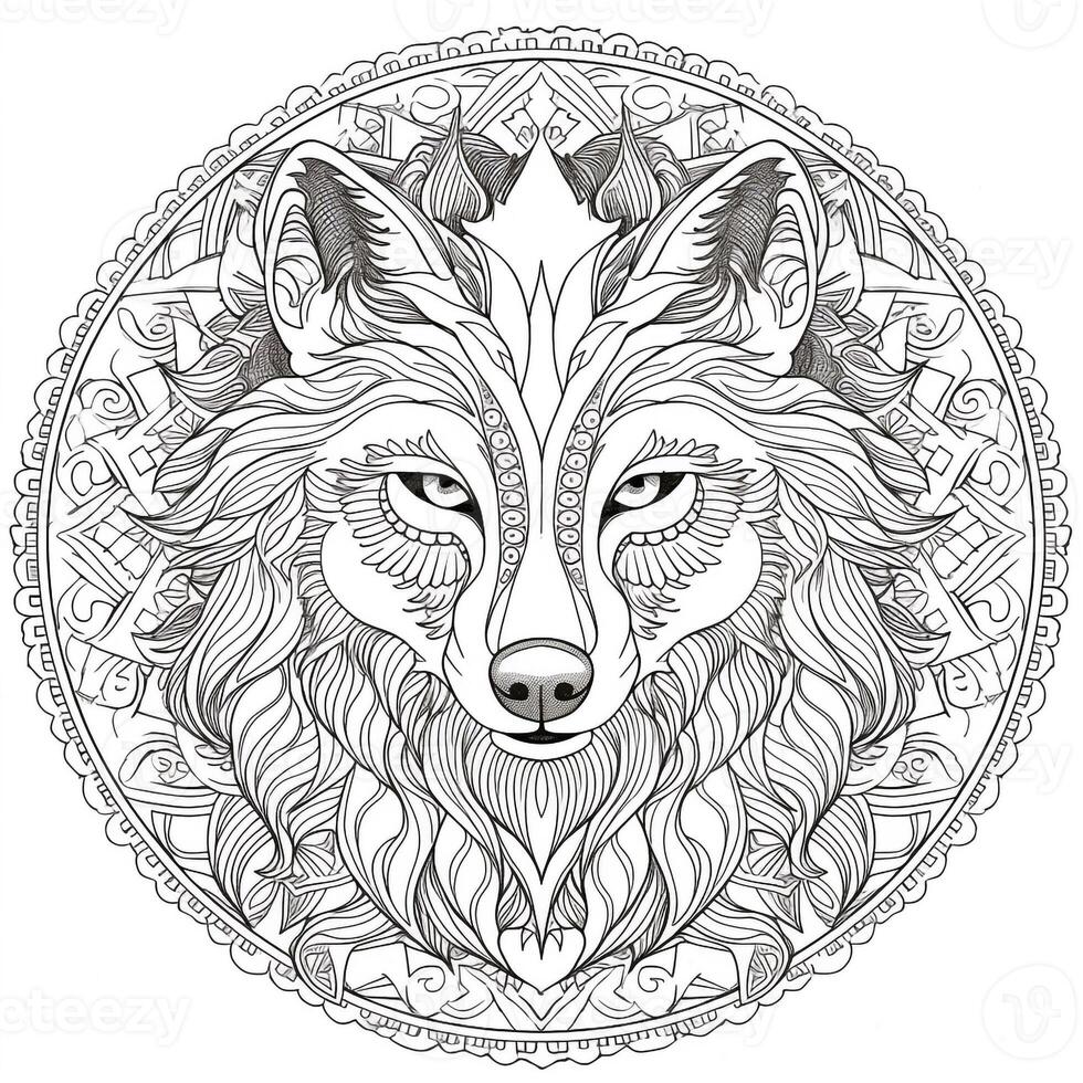 mandala wolf kleur Pagina's foto