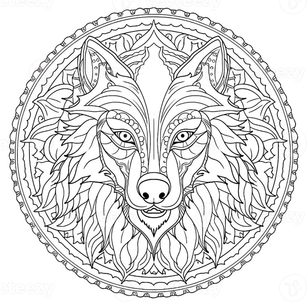 mandala wolf kleur Pagina's foto