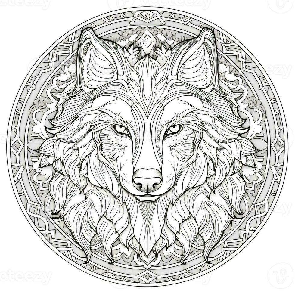 mandala wolf kleur Pagina's foto