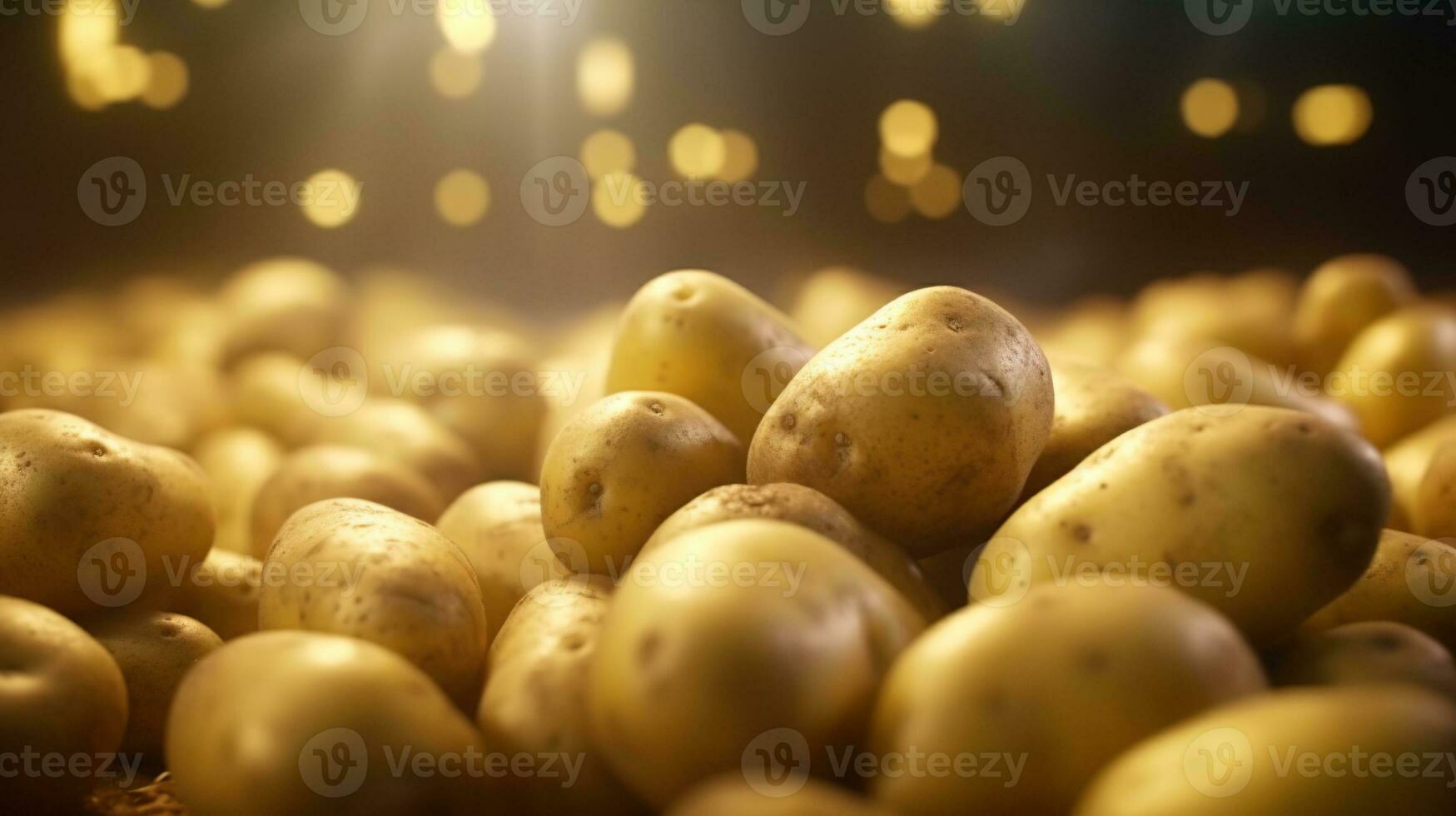 generatief ai, dichtbij omhoog vers biologisch geheel aardappel achtergrond. boeren markt groente foto