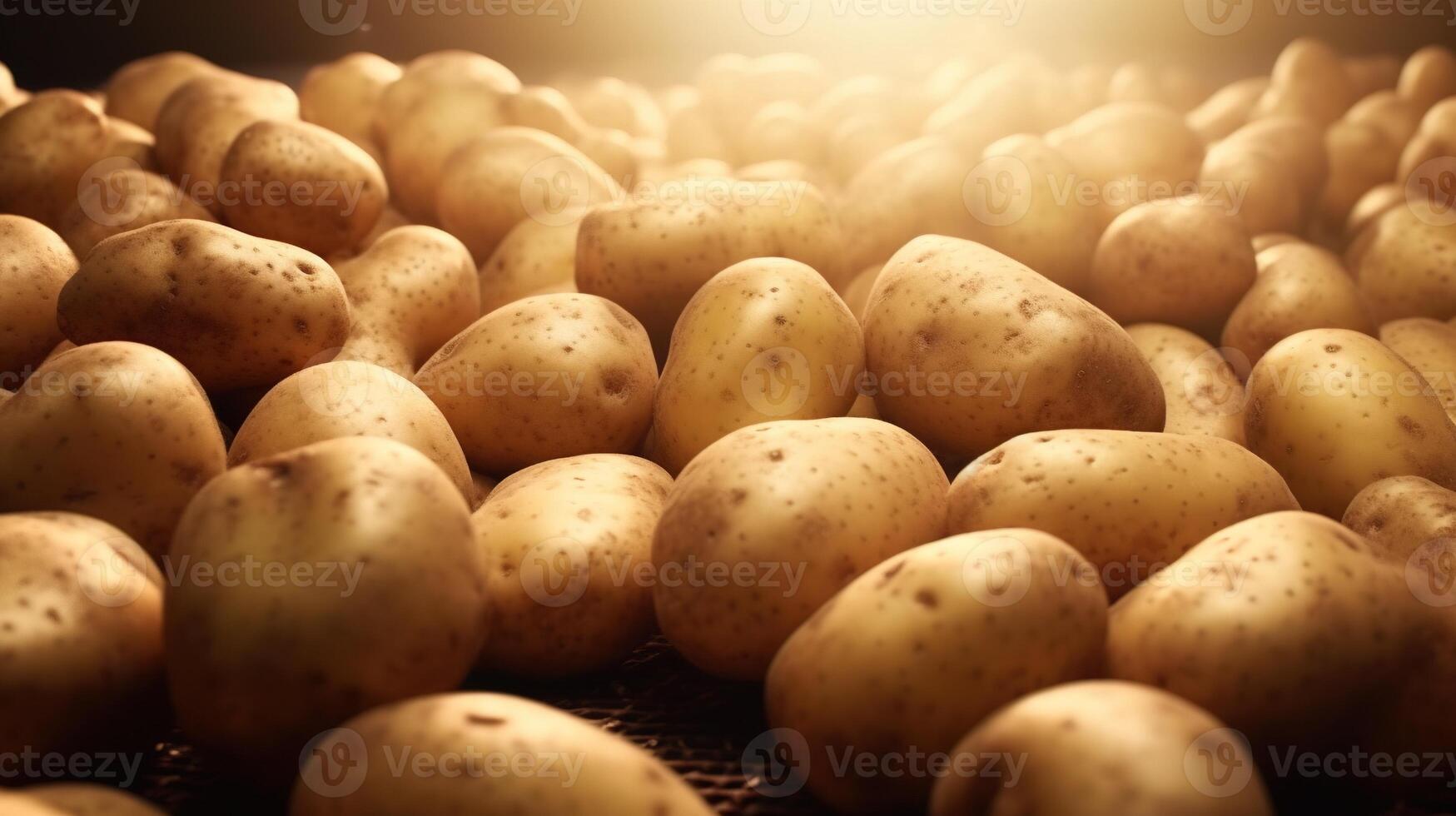 generatief ai, dichtbij omhoog vers biologisch geheel aardappel achtergrond. boeren markt groente foto