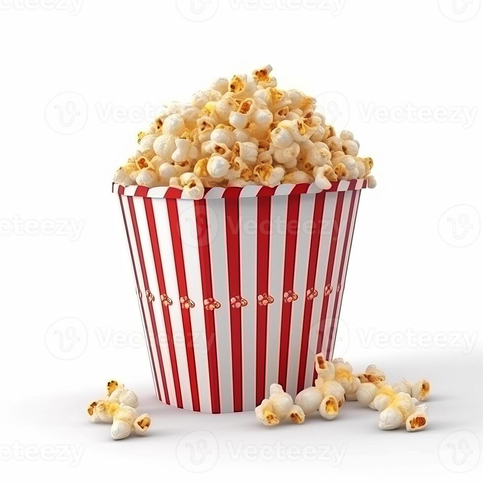 popcorn mand geïsoleerd Aan wit. illustratie ai generatief foto