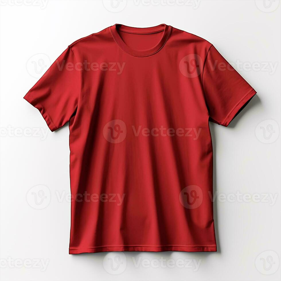 rood t-shirt mockup Aan een wit achtergrond foto