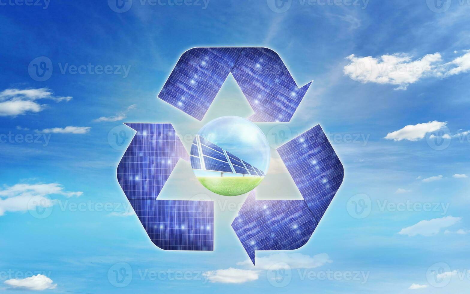 zonne- macht generatie systeem van zonne- panelen schoon technologie voor een beter toekomst van de punt van visie van energie recycling foto