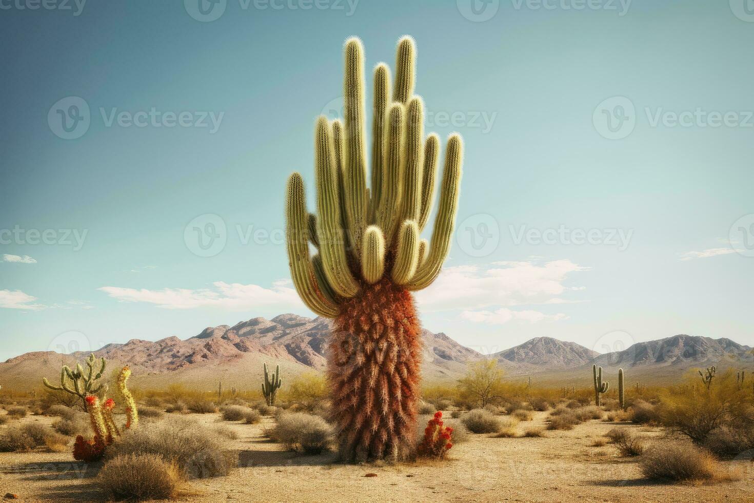 foto van cactus boom in de midden- van de woestijn. generatief ai