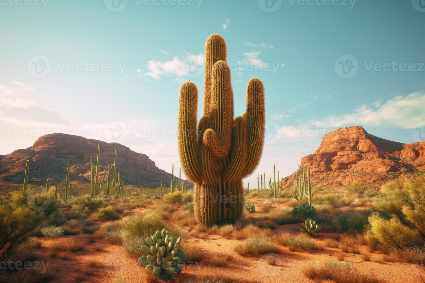 foto van cactus boom in de midden- van de woestijn. generatief ai