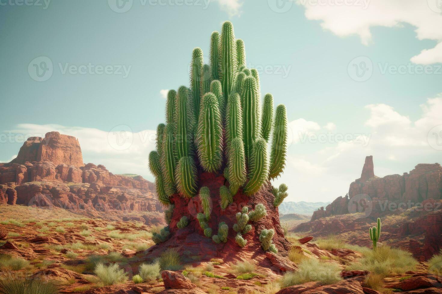 foto van cactus boom in de midden- van de woestijn. generatief ai