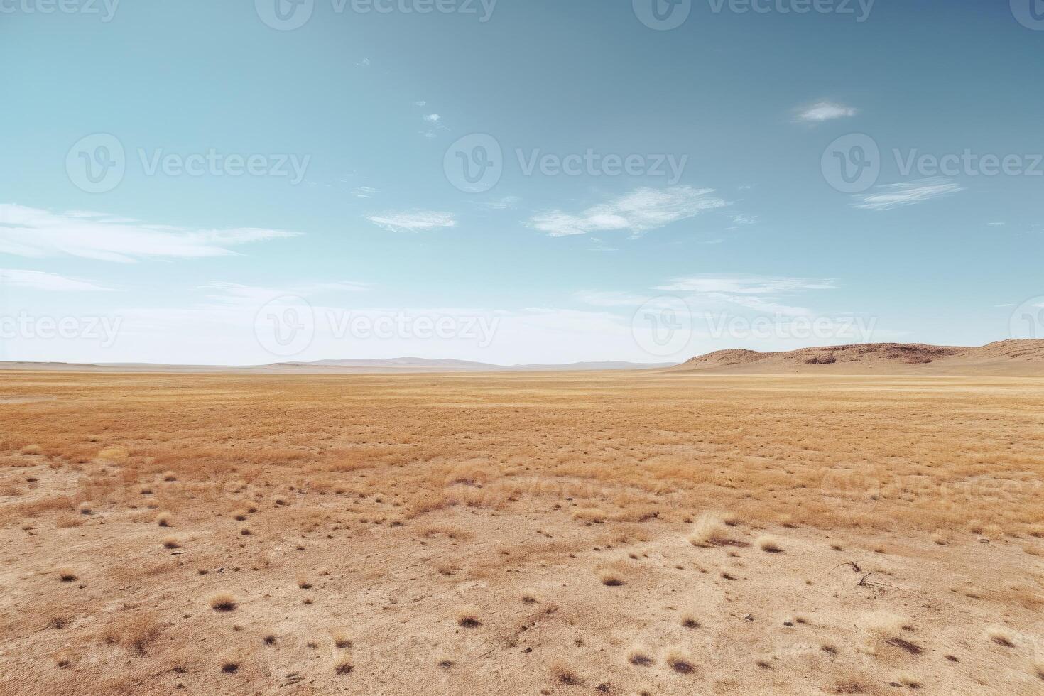 een landschap fotograaf met een enorm uitgestrektheid van leeg ruimte, zo net zo een woestijn veld. generatief ai foto