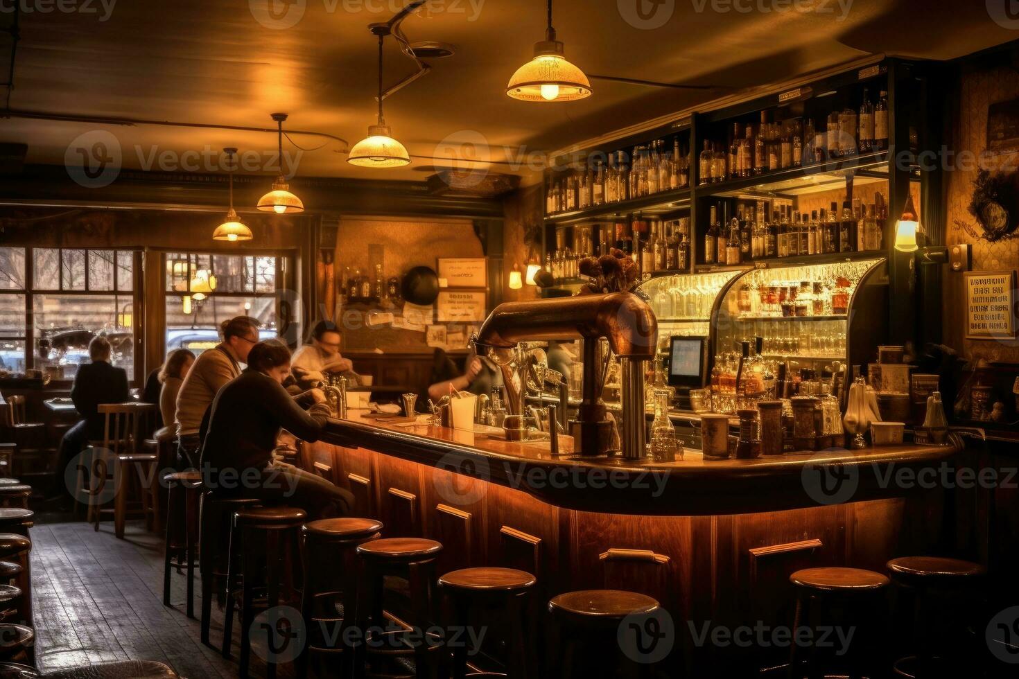 de levendig atmosfeer van de leeg brouwerij kroeg. generatief ai foto