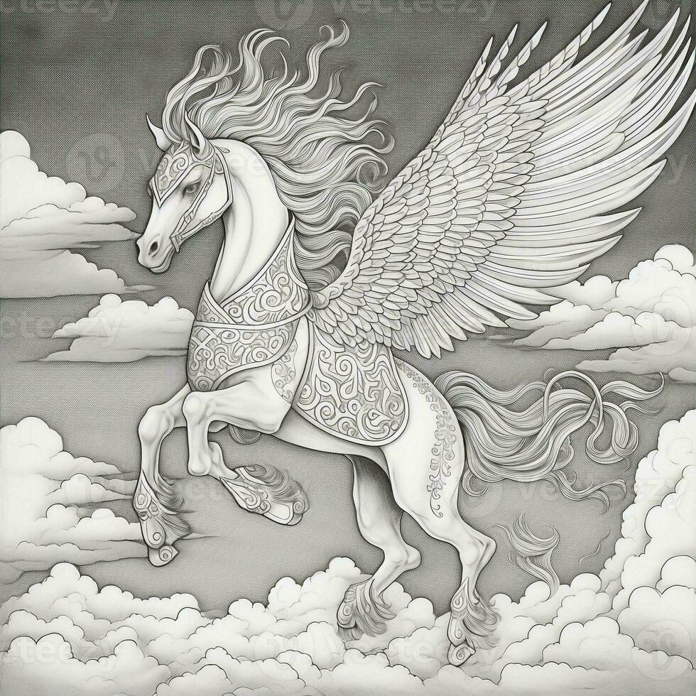 nouveau kunst Pegasus kleur Pagina's foto