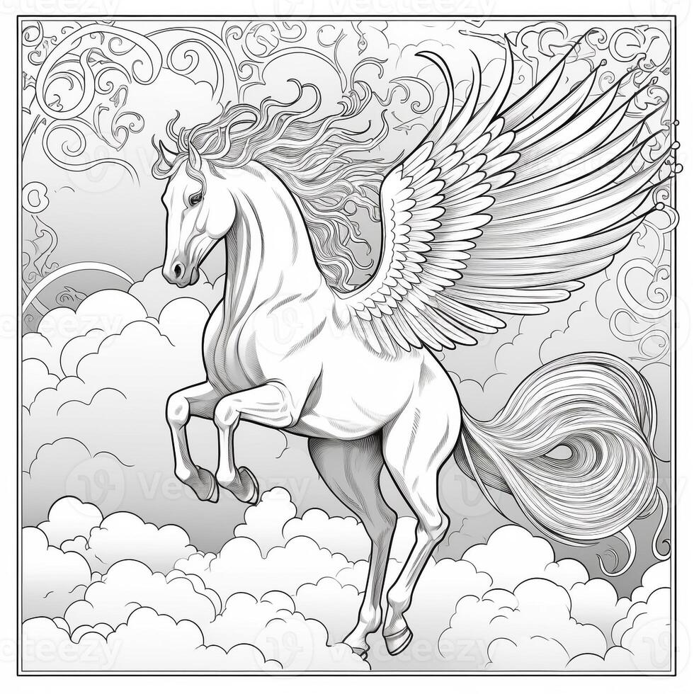 nouveau kunst Pegasus kleur Pagina's foto