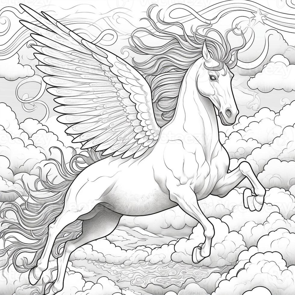 nouveau kunst Pegasus kleur Pagina's foto