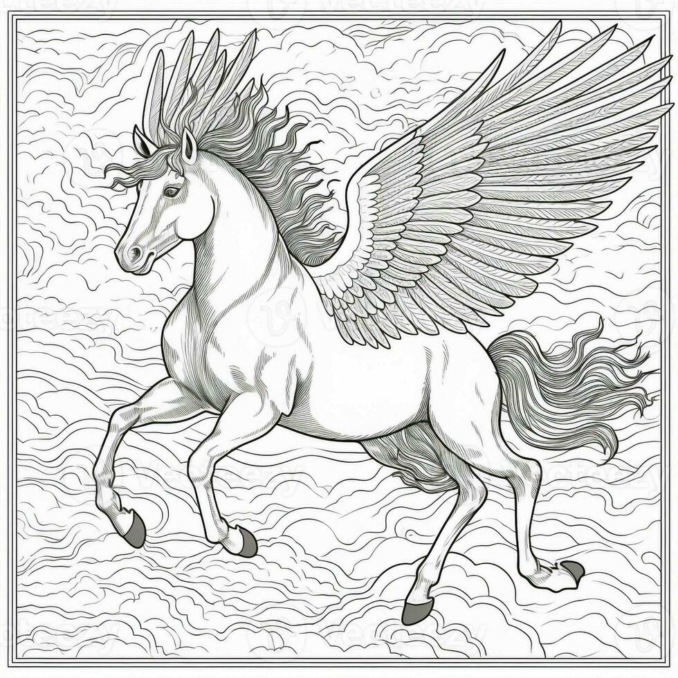 nouveau kunst Pegasus kleur Pagina's foto