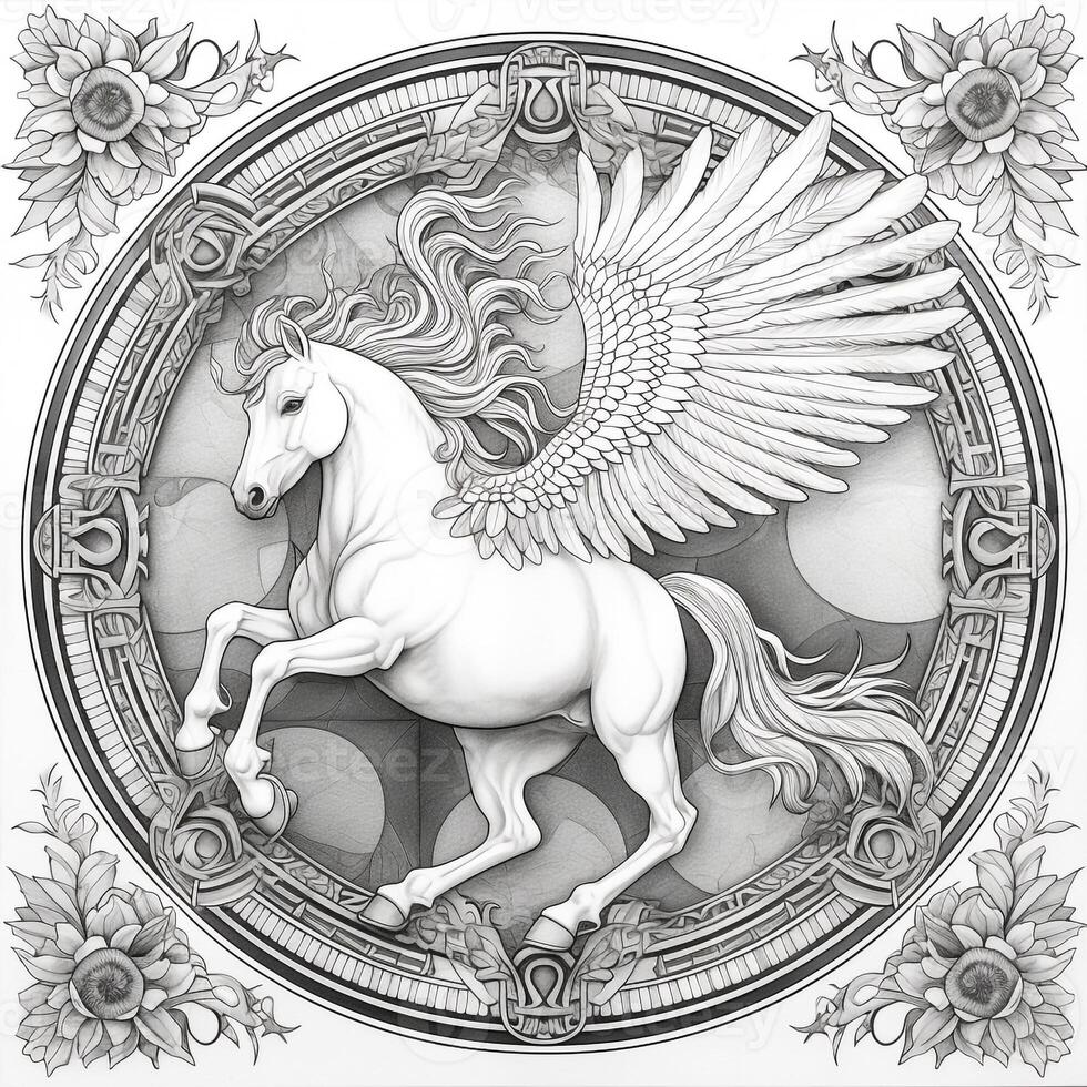 nouveau kunst Pegasus kleur Pagina's foto