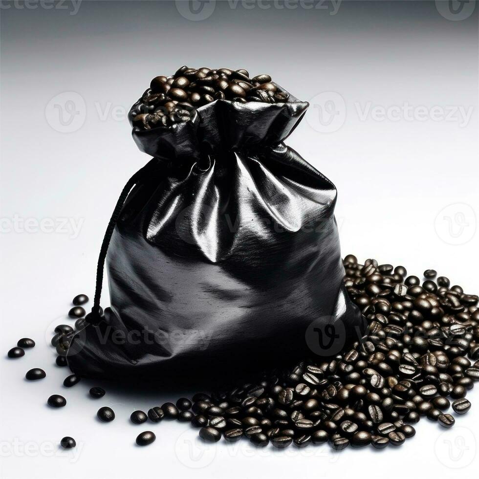 koffie zak met koffie bonen Aan schoon oppervlak. studio schot. ai generatief foto