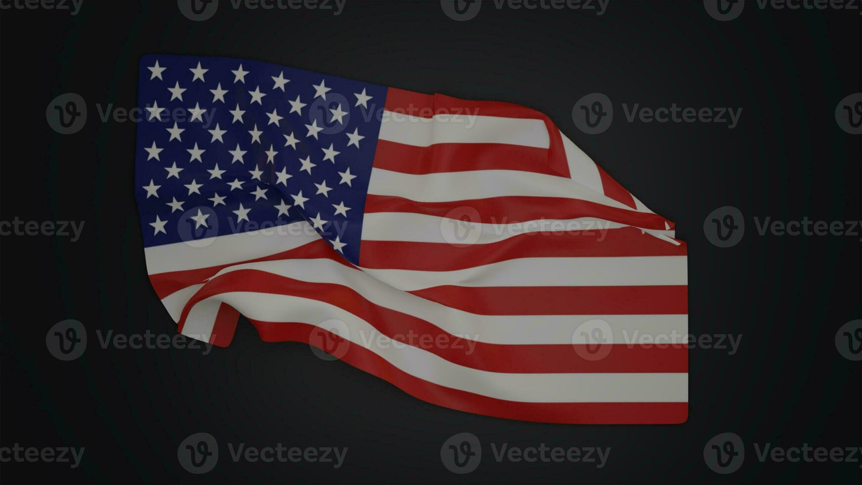 Verenigde Staten van Amerika vlag 4e van juli met verspreide sterren met kopiëren ruimte Aan donker blauw achtergrond, 3d renderen foto