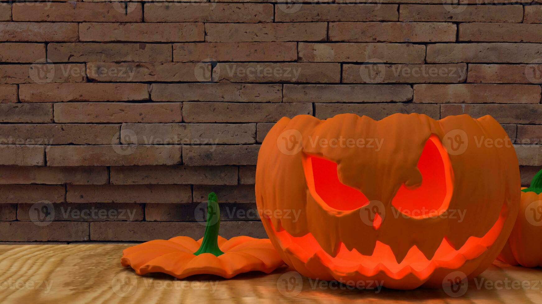 de jack O lantaarn pompoen voor halloween inhoud 3d renderen foto