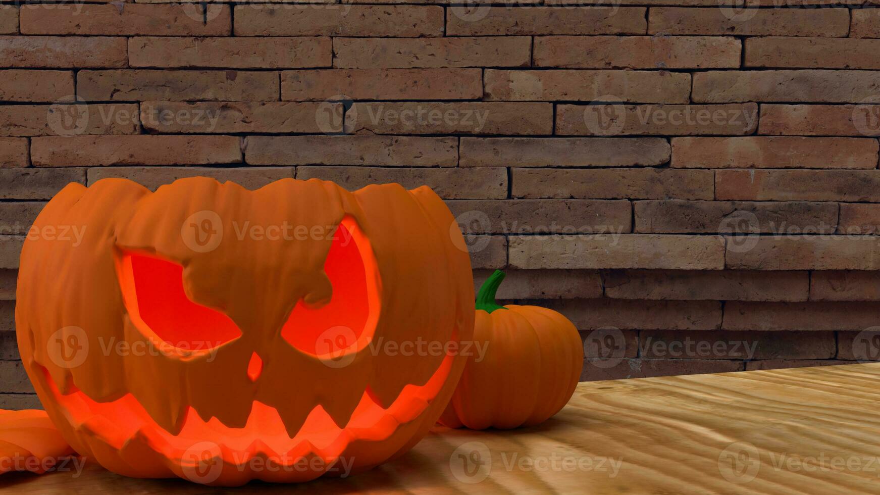 de jack O lantaarn pompoen voor halloween inhoud 3d renderen foto