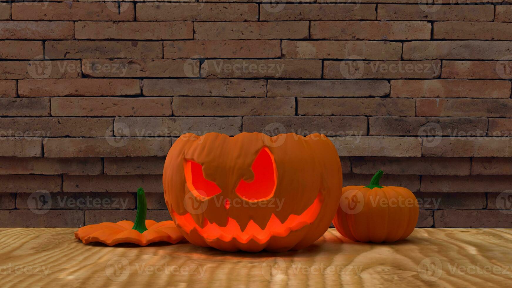 de jack O lantaarn pompoen voor halloween inhoud 3d renderen foto