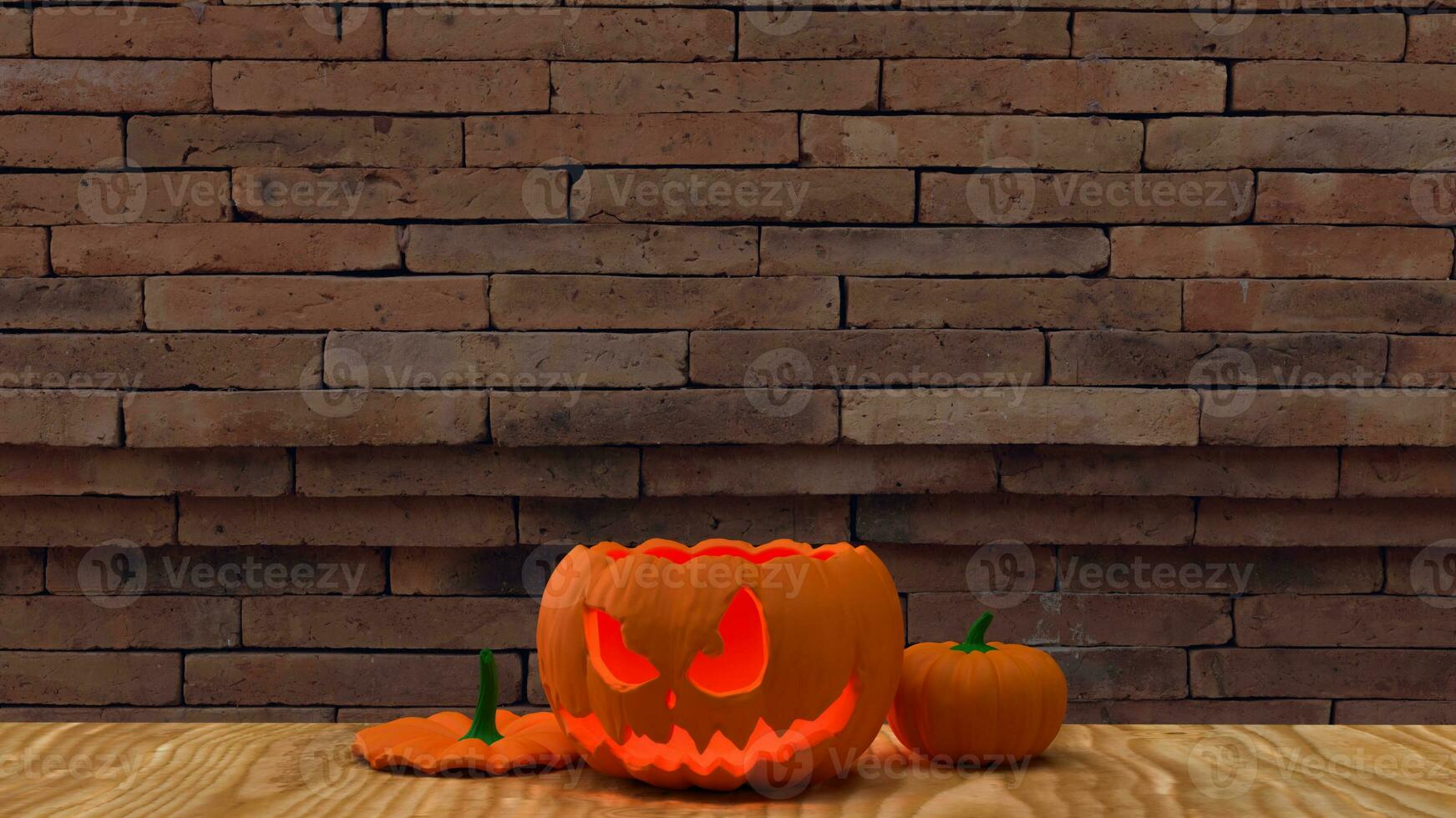 de jack O lantaarn pompoen voor halloween inhoud 3d renderen foto