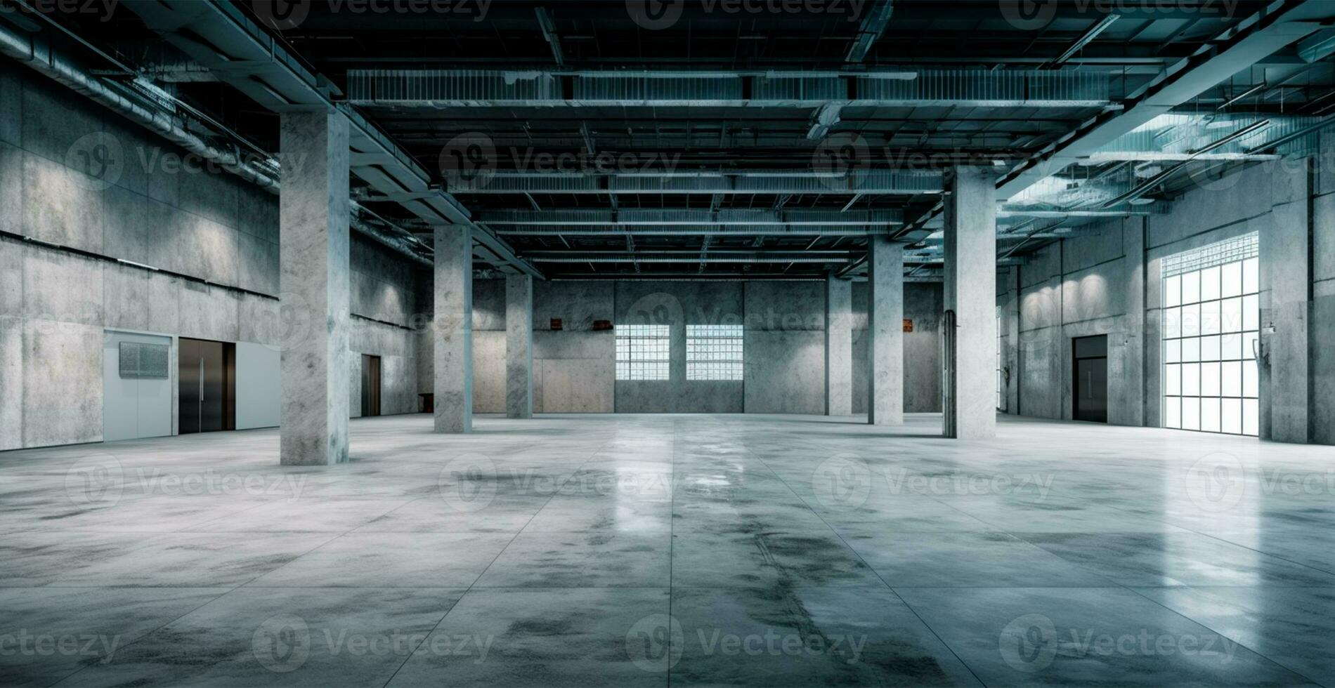 groot licht beton modern leeg magazijn - ai gegenereerd beeld foto