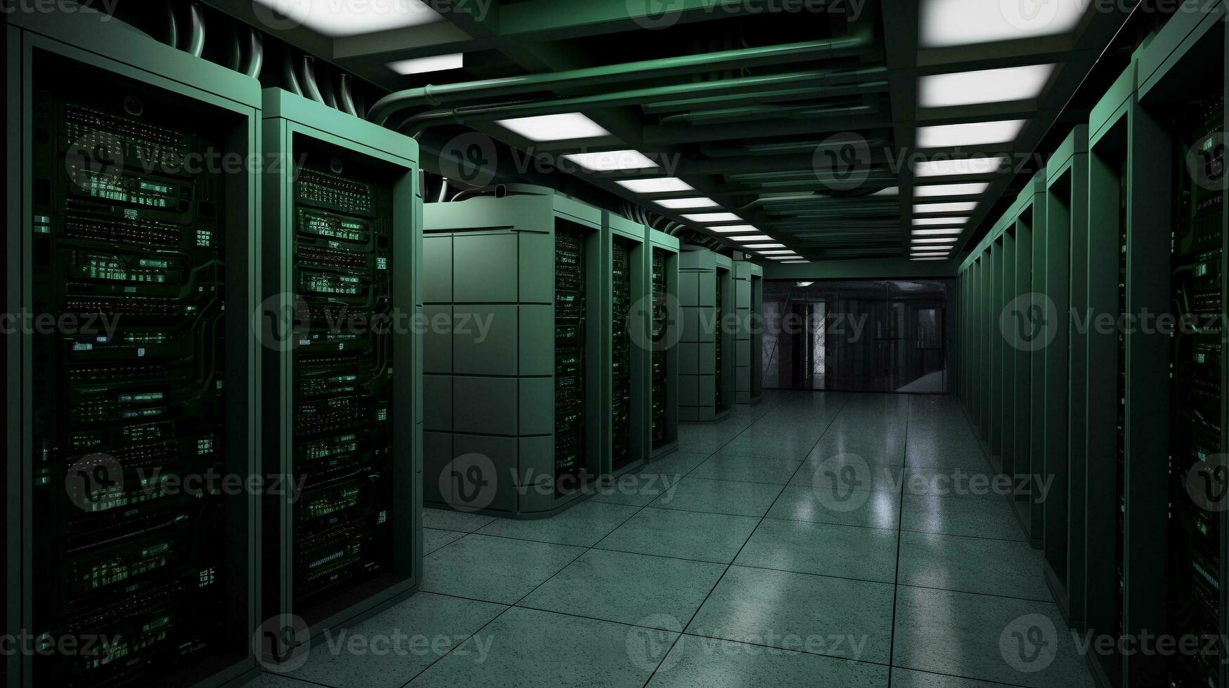 computer server controle kamer voor verzamelen groot gegevens. gegevens centrum en informatie beheer concept. generatief ai foto