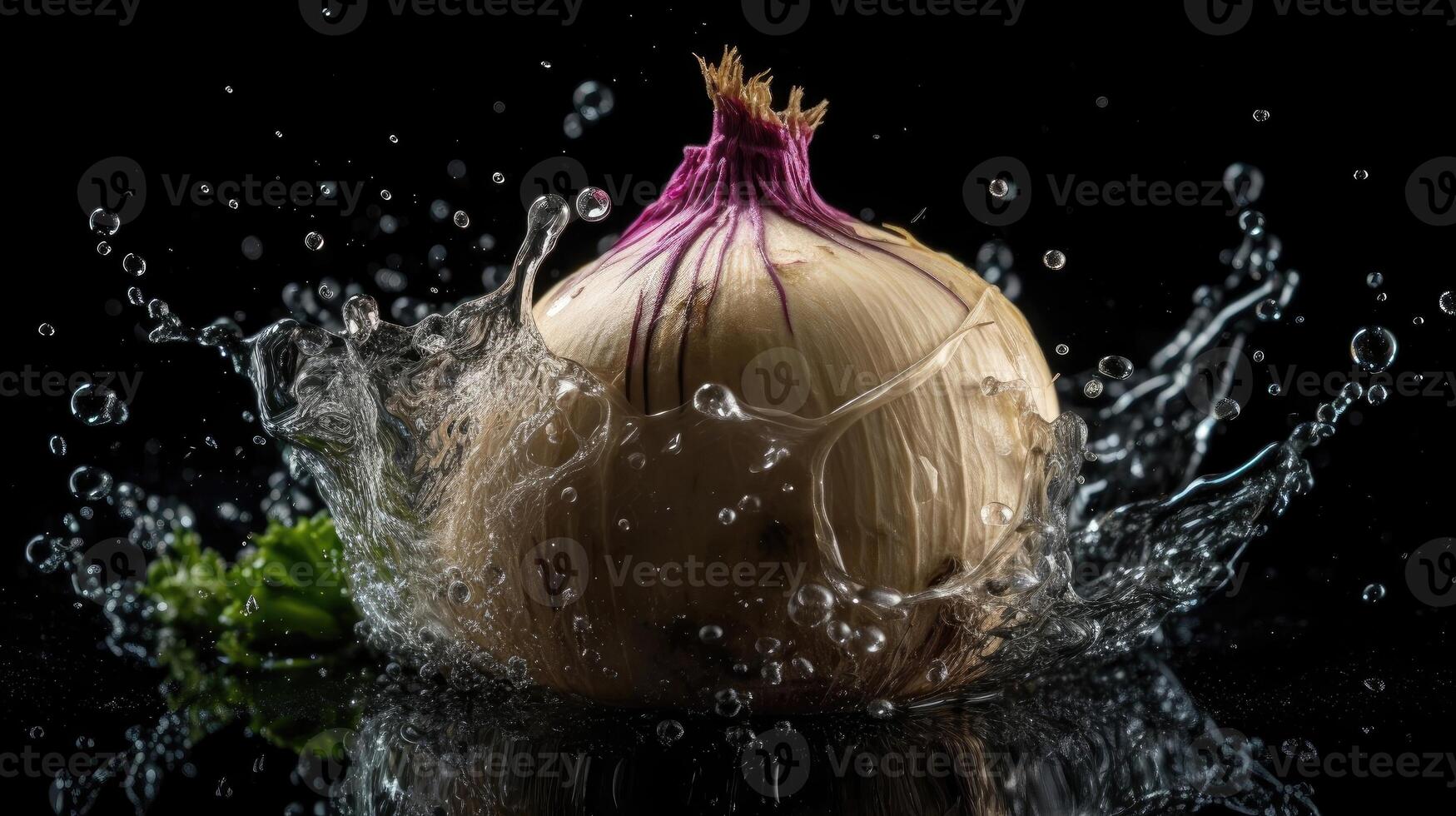 raap raken door spatten van water met zwart vervagen achtergrond, ai generatief foto