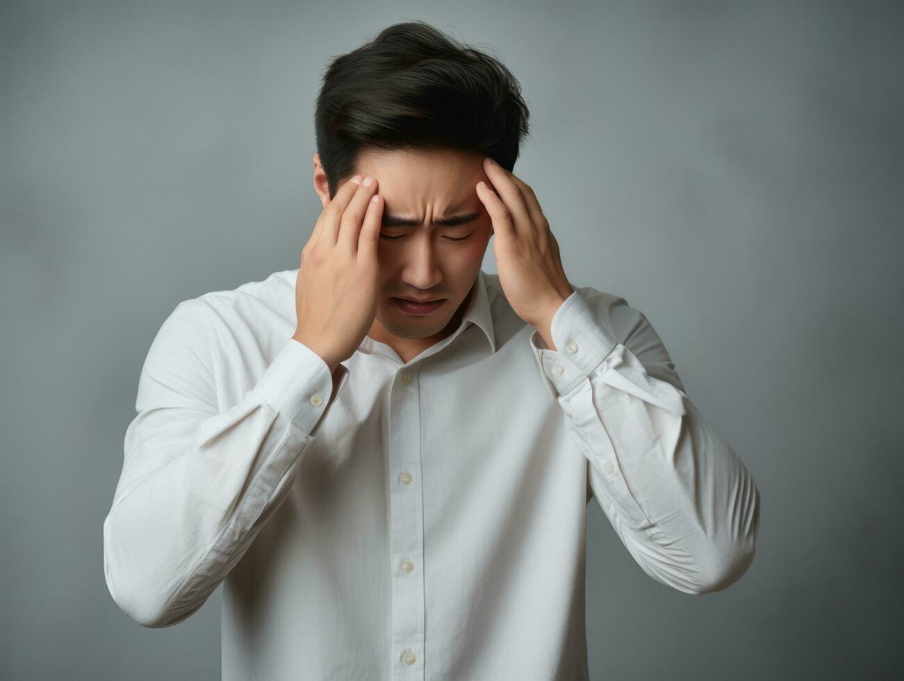 Aziatisch Mens emotioneel dynamisch gebaren ai generatief foto