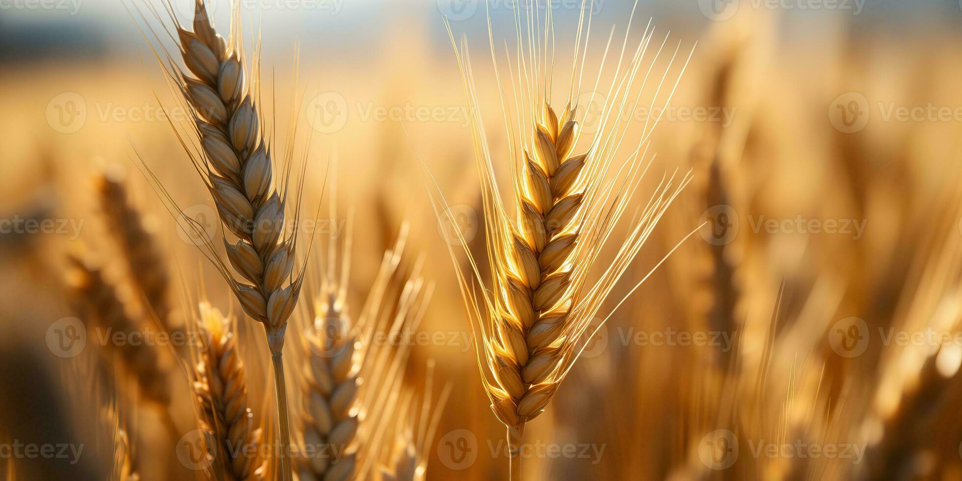 ai gegenereerd. ai generatief. gouden tarwe veld- zonnig dag. buitenshuis natuur platteland oogst landschap. grafisch kunst foto