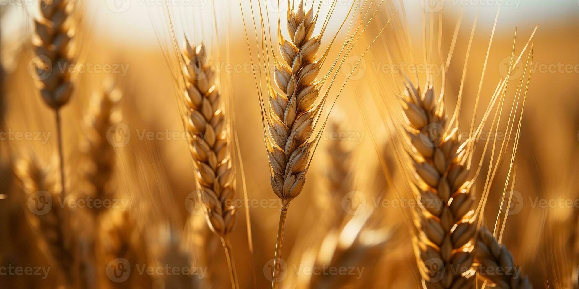 ai gegenereerd. ai generatief. gouden tarwe veld- zonnig dag. buitenshuis natuur platteland oogst landschap. grafisch kunst foto