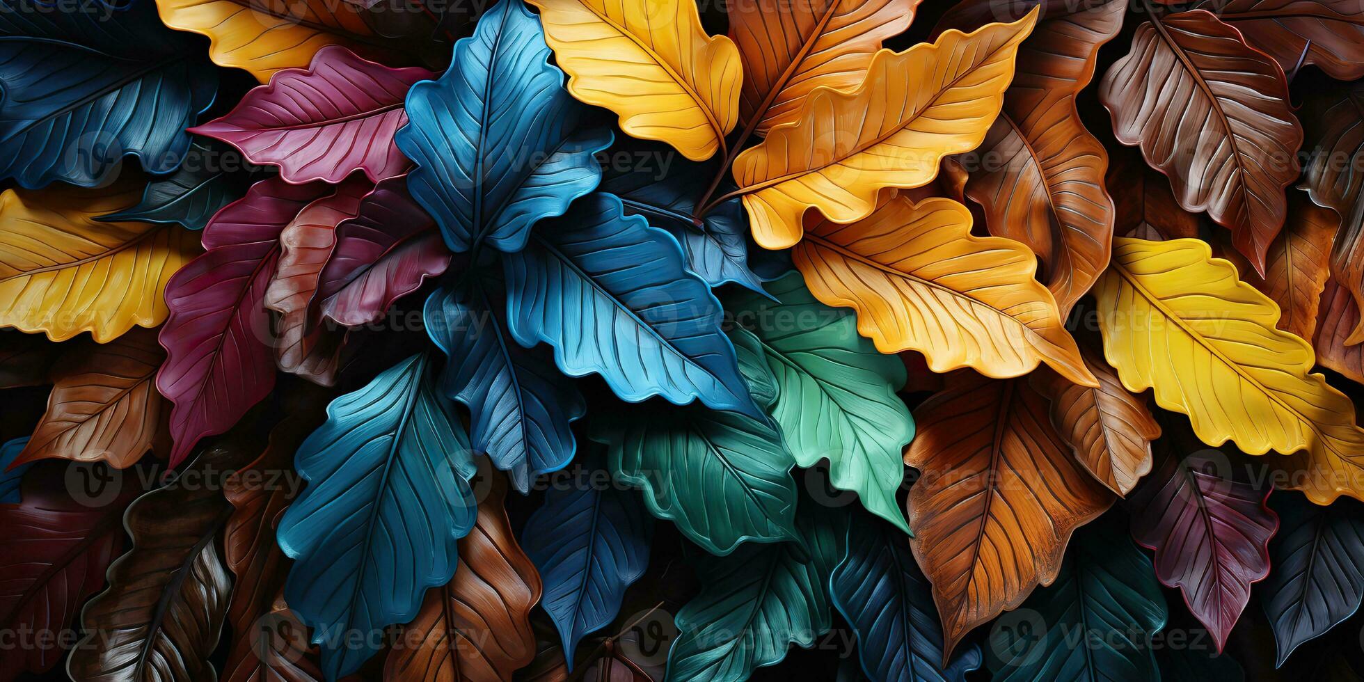 ai gegenereerd. ai generatief. helder kleuren herfst bladeren achtergrond decoratie. grafisch mockup natuur buitenshuis patroon textuur. grafisch kunst foto