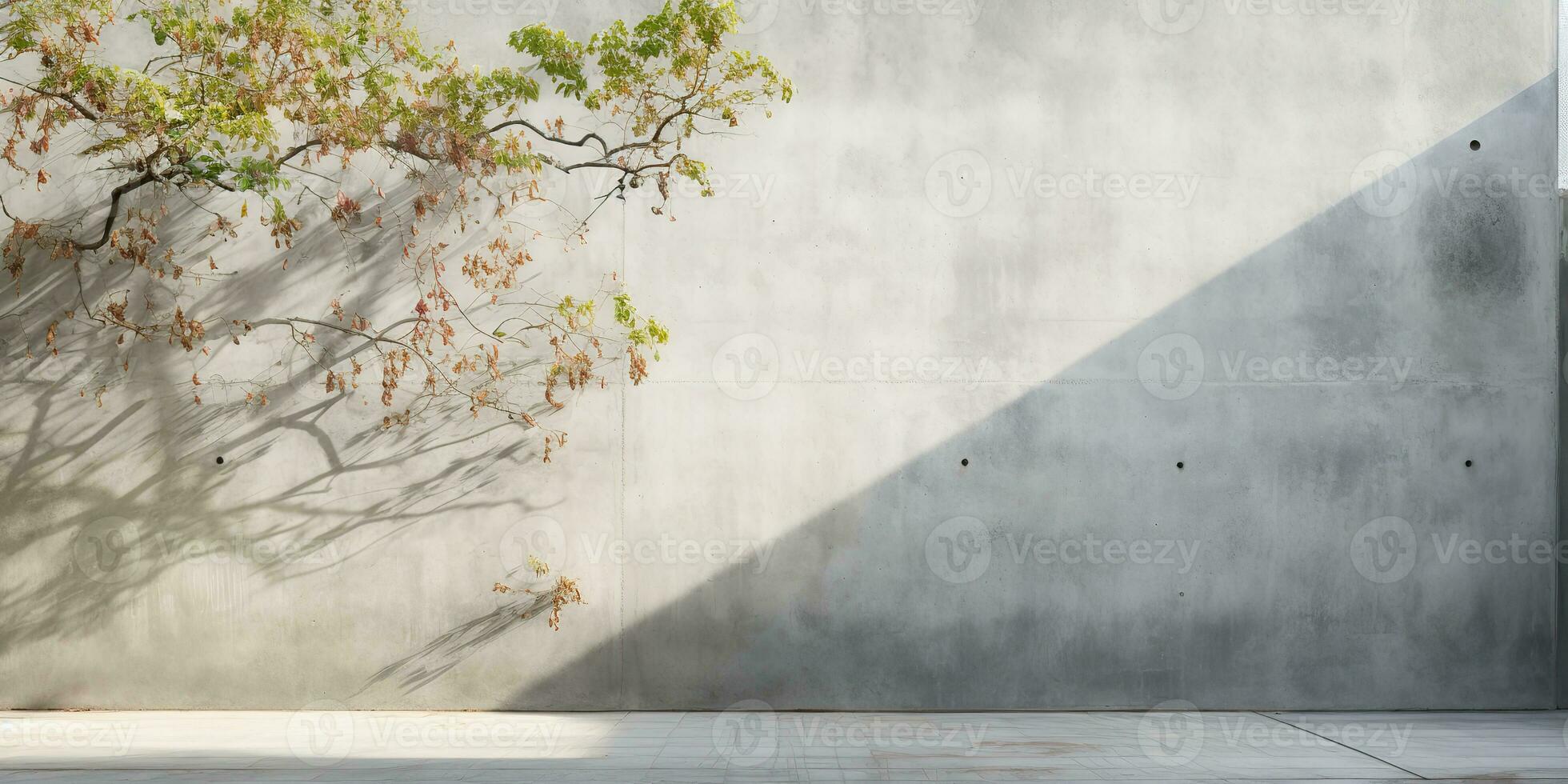 ai gegenereerd. ai generatief. beton steen rots muur met boom. gemakkelijk minimaal mockup muur tuin buitenshuis met fabriek. grafisch kunst foto