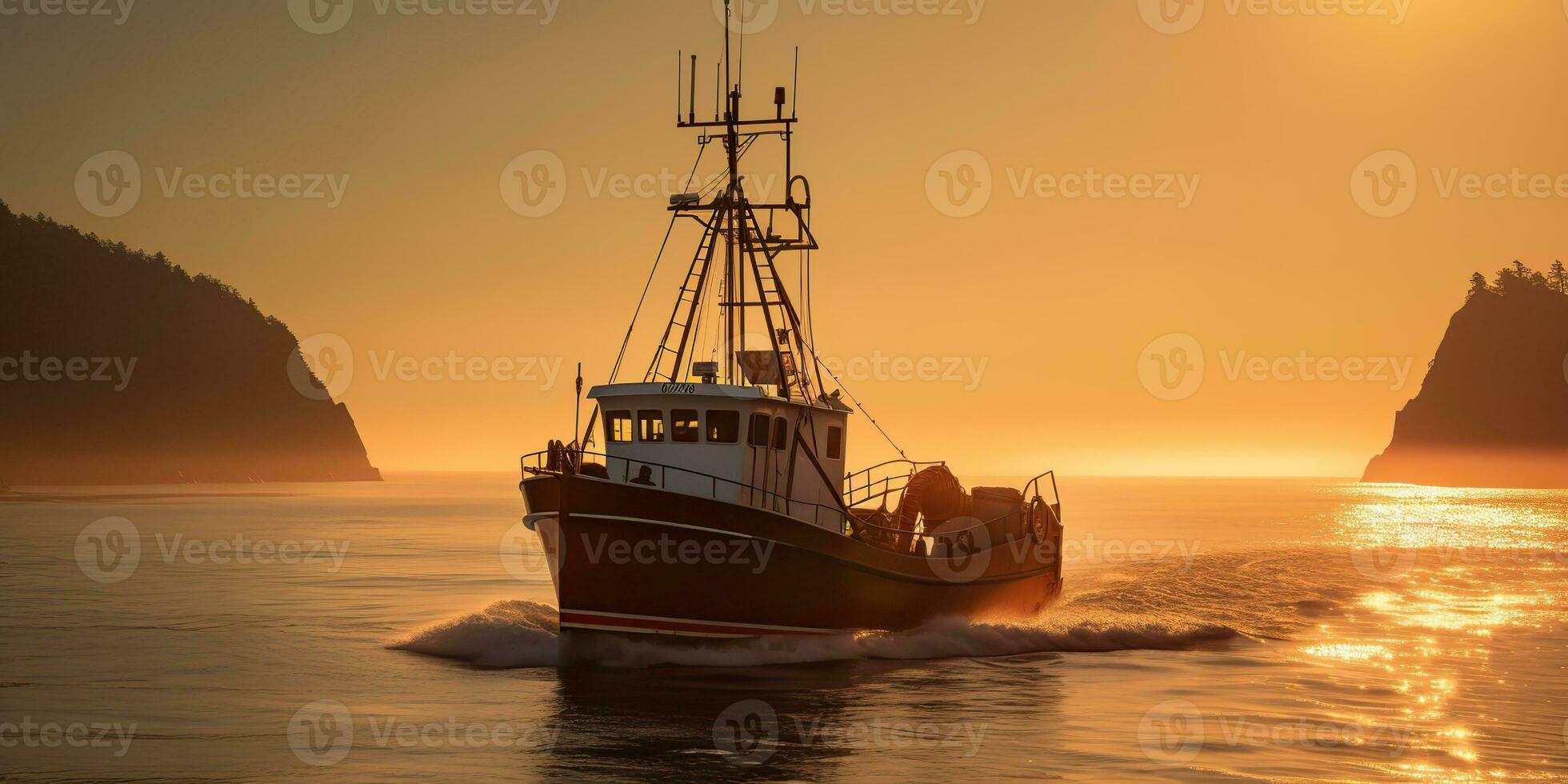 ai gegenereerd. ai generatief. nautische marinier marine zeegezicht zee oceaan landschap visvangst krab boot schip. avontuur reizen onderzoeken zeil vangen Verzenden. grafisch kunst foto