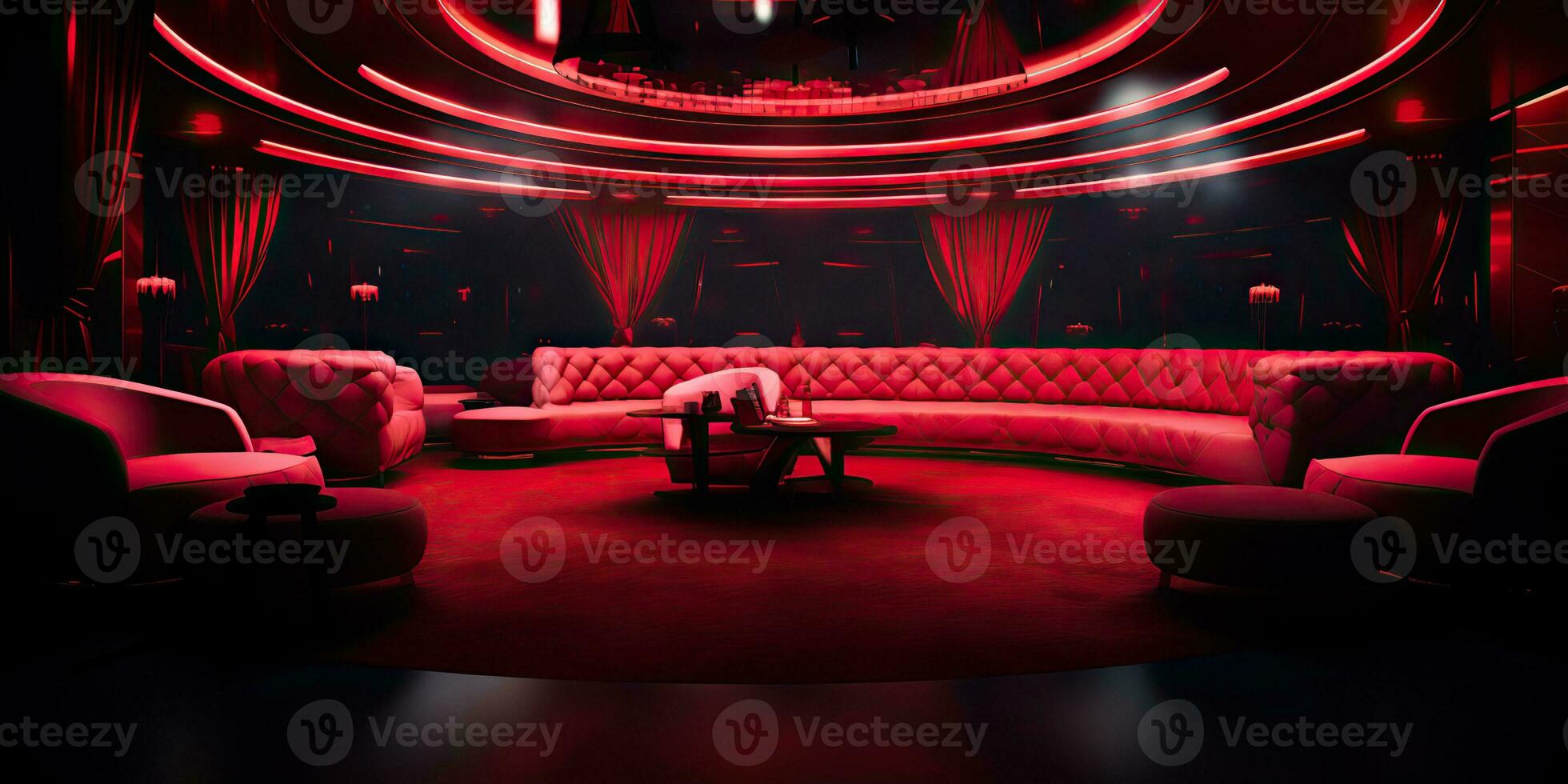 ai gegenereerd. ai generatief. rood binnen- interieur nacht club vip luxe ontwerp decoratie. een deel drinken bar restaurant nacht club nacht lifestyle.grafisch kunst foto