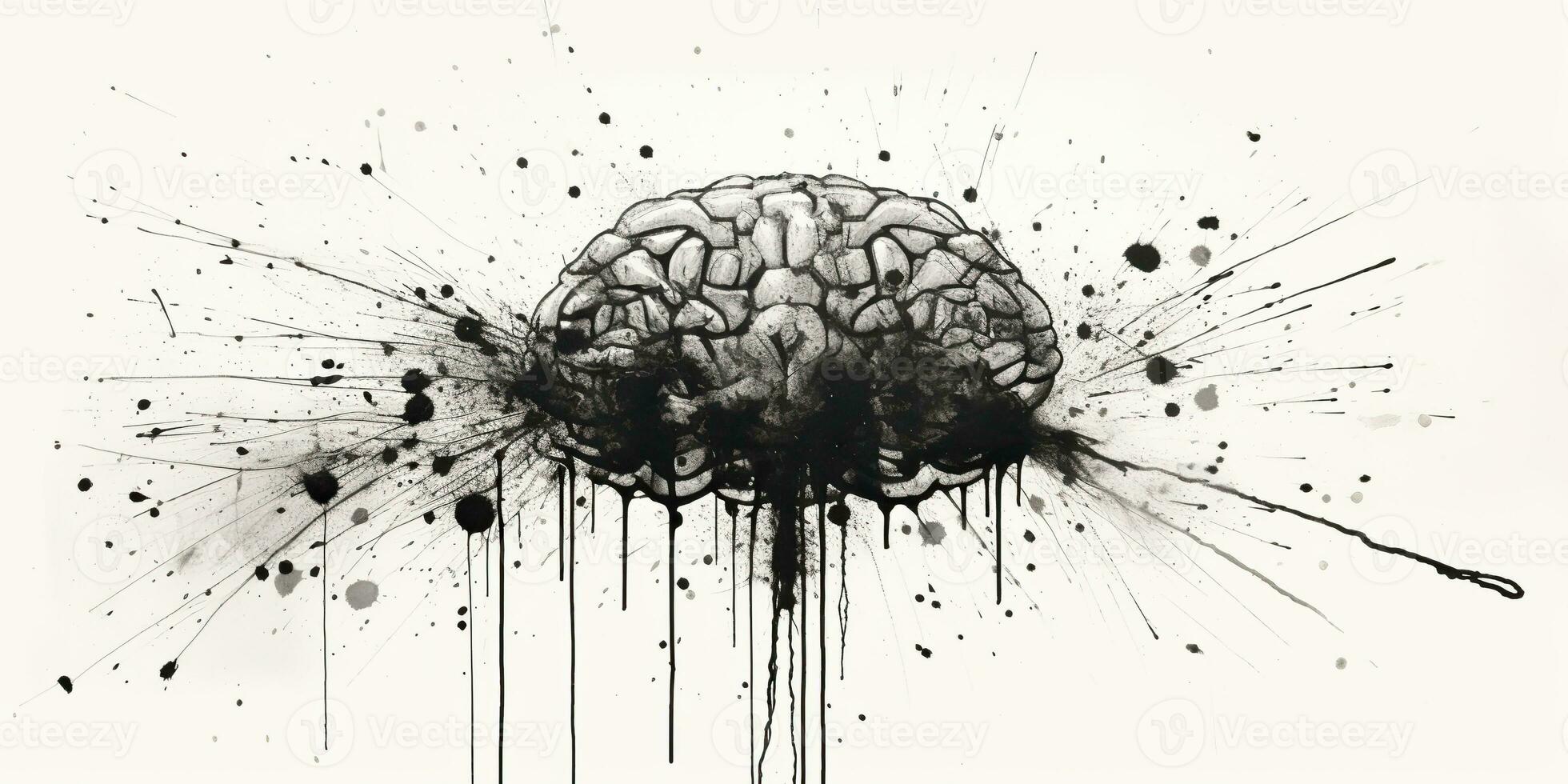 ai gegenereerd. ai generatief. menselijk hersenen geest orgaan inkt schetsen graffiti straat muur kunst. grafisch kunst foto