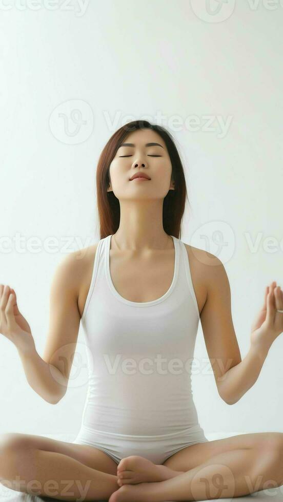 Aquarium Laatste huisvrouw ai generatief jong aantrekkelijk vrouw beoefenen yoga aan het doen  afwisselend neusgat ademen oefening nadi shodhana pranayama houding werken  uit binnen- dichtbij omhoog yoga studio kant visie bedachtzaam gezond lif  26936246 stockfoto