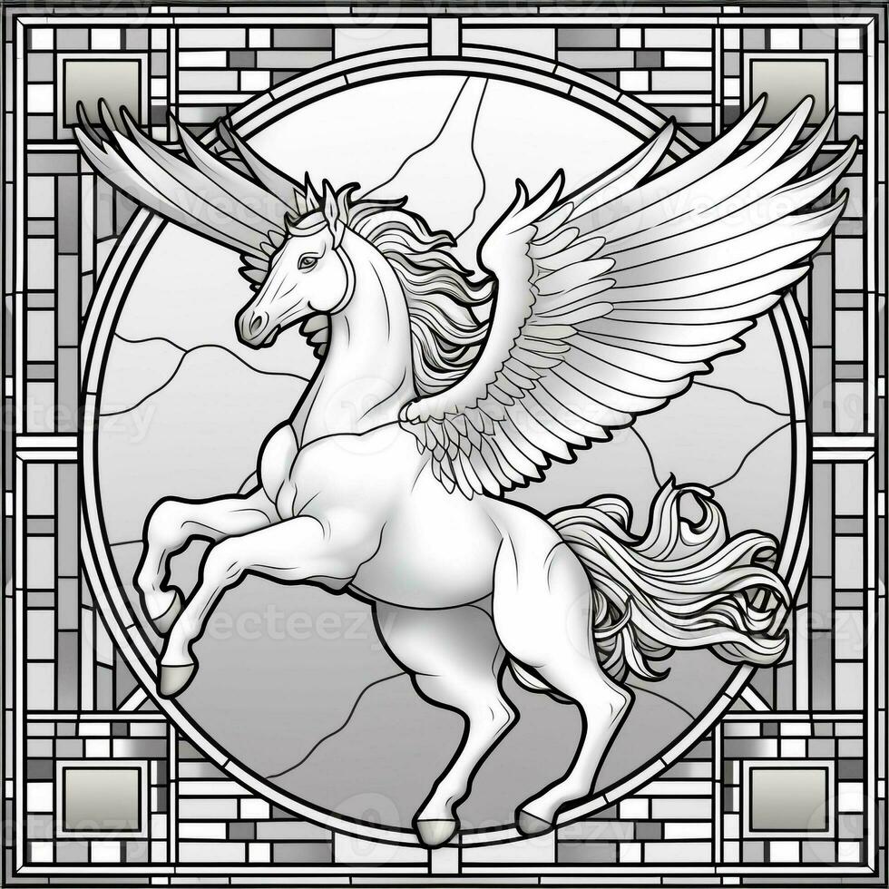 gebrandschilderd glas Pegasus kleur Pagina's foto